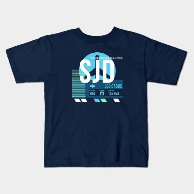 Los Cabos (SJD) Mexico // Sunset Baggage Tag Kids T-Shirt by Now Boarding